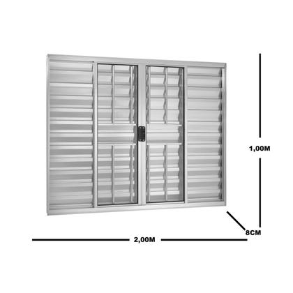 Imagem de Janela de Alumínio Veneziana 100x200cm com Grade 6 Folhas Central Ecosul Esquadrisul