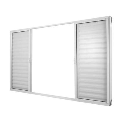 Imagem de Janela de Alumínio Veneziana de Correr 120x150cm 6 Folhas 2 Fixas com Vidro Mini Boreal Linha Soft MGM Branco
