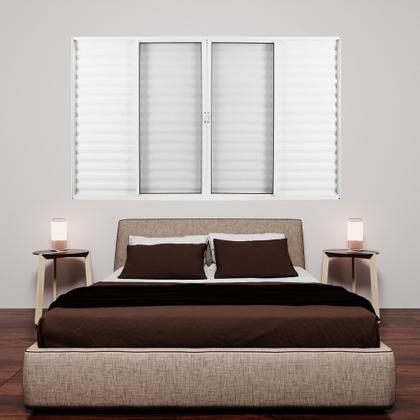 Imagem de Janela de Alumínio Veneziana de Correr 120x150cm 6 Folhas 2 Fixas com Vidro Mini Boreal Linha Soft MGM Branco