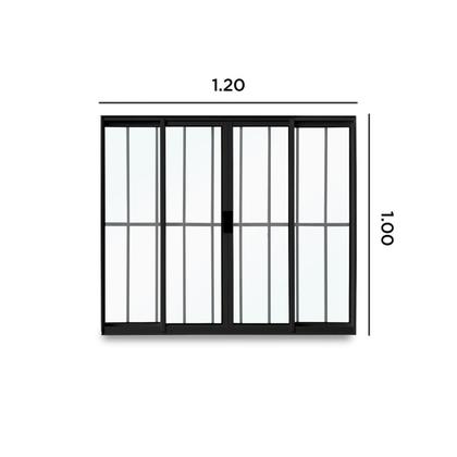 Imagem de Janela de Correr Abertura Central Exclusiva 4 Folhas Grade Vidro Liso 100x120cm Espresso Esquadrias