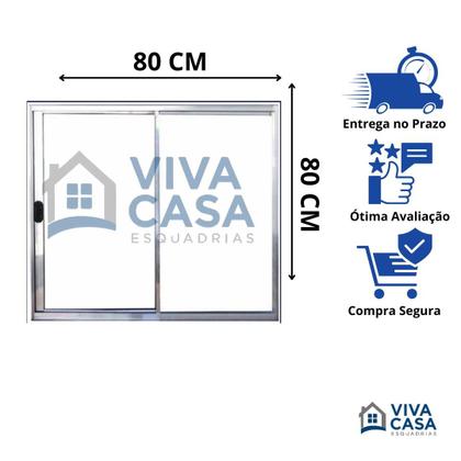 Imagem de Janela Vitro 2 Folhas Alumínio Brilhante Sem Grade Linha 14