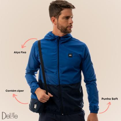 Imagem de Jaqueta Adulto Masculina Corta Vento Sem Forro Com Bolso e Capuz Resistente a Água Com Shoulder Bag