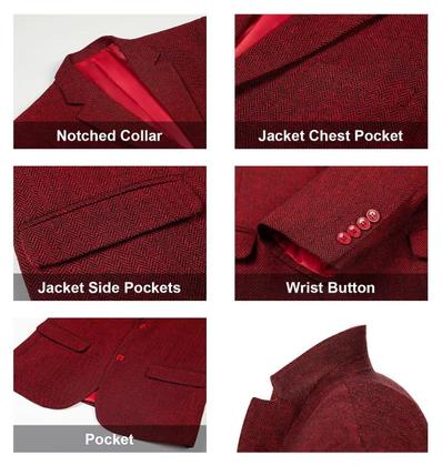 Jaqueta Blazer Herringbone Tweed Wool Blend para homens - Fxzpiodi