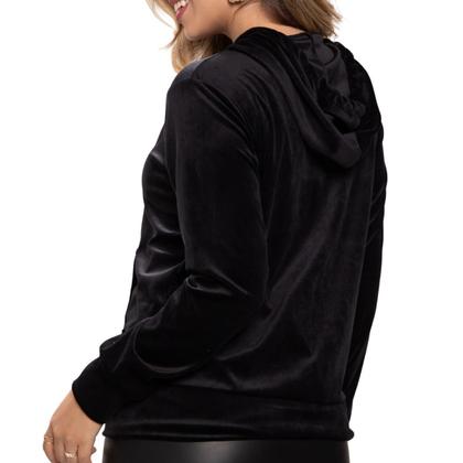 Imagem de Jaqueta Blusa Feminina Casaco Plush com Capuz Ziper e Bolso