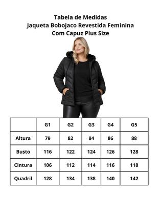 Imagem de Jaqueta Bobojaco Revestida Feminina Com Capuz Plus Size Preto