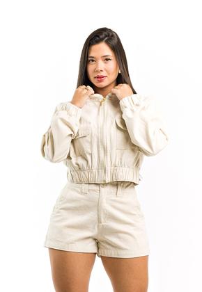 Imagem de Jaqueta Bomber de Linho Premium Feminina com Ziper