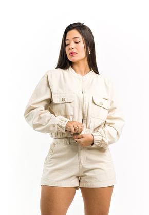Imagem de Jaqueta Bomber de Linho Premium Feminina com Ziper