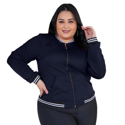 Imagem de Jaqueta Bomber Feminina Plus Size Com Bolsos G1 G2 G3 Blusa Frio Donna Martins