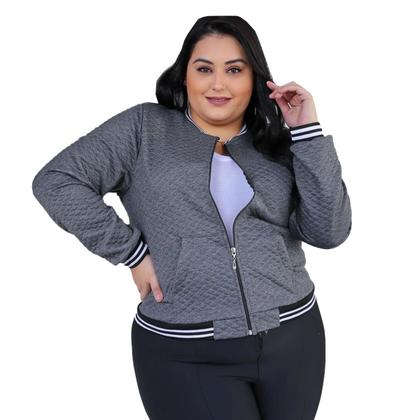 Imagem de Jaqueta Bomber Feminina Plus Size Com Bolsos G1 G2 G3 Blusa Frio Donna Martins