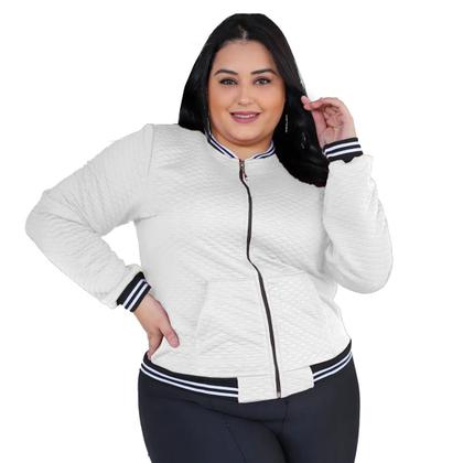 Imagem de Jaqueta Bomber Feminina Plus Size Com Bolsos G1 G2 G3 Blusa Frio Donna Martins