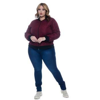Imagem de Jaqueta Bomber Feminina Plus Size Vinho Acolchoada