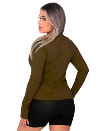 Imagem de Jaqueta Casaco UV Com Ziper Proteção FPU50 Feminino Marrom