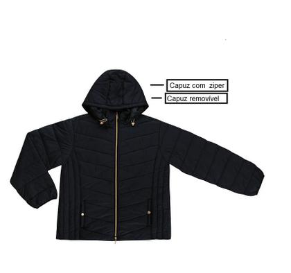 Imagem de Jaqueta Com Capuz Plus Size Secret Glam Preto Microfibra