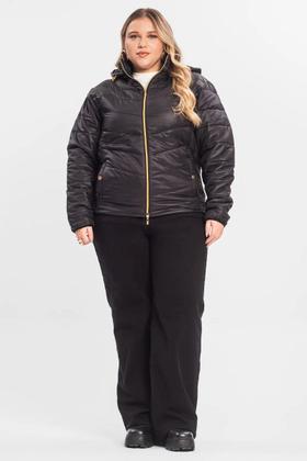 Imagem de Jaqueta Com Capuz Plus Size Secret Glam Preto Microfibra