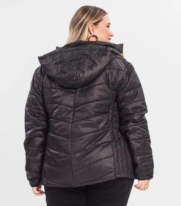 Imagem de Jaqueta Com Capuz Plus Size Secret Glam Preto Microfibra
