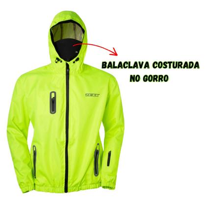 Imagem de Jaqueta Corta Vento Dupla Costura Com Balaclava Neon 2xl Verde Resistente