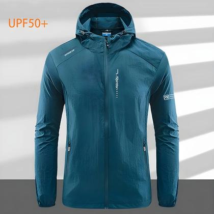 Imagem de Jaqueta Corta-Vento Masculina Com Capuz, Secagem Rápida, Proteção UV UPF 50+, Para Esportes Ao Ar