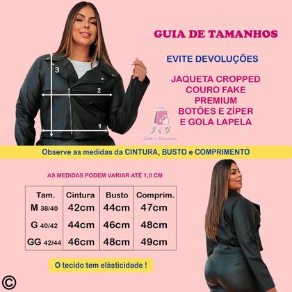 Imagem de Jaqueta Couro Cropped Montaria Feminina Estilosa Zíper e Gola Lapela
