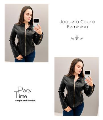 Imagem de Jaqueta Couro Feminina Lyza Casaco Slim Blusa Impermeável