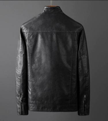 Imagem de Jaqueta Couro Masculina Moderna Couro Resistente Slim Motoqueiro