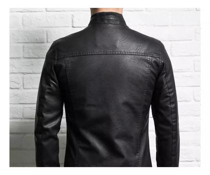 Imagem de Jaqueta Couro Motoqueiro Casaco Resiste Água Corta Vento