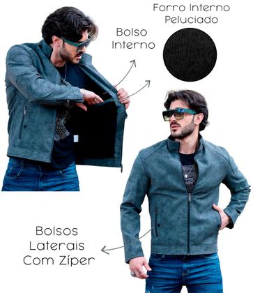 Imagem de Jaqueta Couro Nobuck Masculina Forrada Blusa Casaco Impermeável