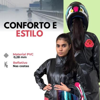 Imagem de Jaqueta De Chuva Moto Brascamp PVC Impermeável Avulsa Motoboy Motoqueiro Resistente Ajustável Com Zíper Prática Confortável Trabalho E Viagem