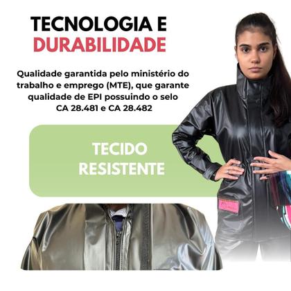 Imagem de Jaqueta De Chuva Moto Brascamp PVC Impermeável Avulsa Motoboy Motoqueiro Resistente Ajustável Com Zíper Prática Confortável Trabalho E Viagem