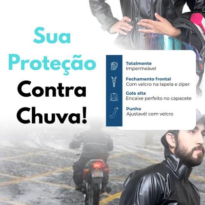 Imagem de Jaqueta De Chuva Moto Brascamp PVC Impermeável Avulsa Motoboy Motoqueiro Resistente Ajustável Com Zíper Prática Confortável Trabalho E Viagem
