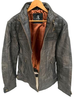 Imagem de Jaqueta De Couro Legítimo Cafe Racer Rústico Sh Harry Silver