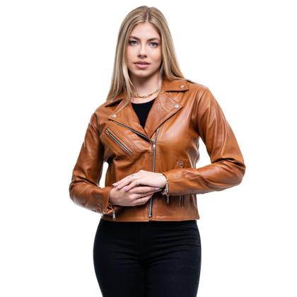 Imagem de Jaqueta de Couro Legítimo Feminina Perfecto Biker Fit Slim Premium