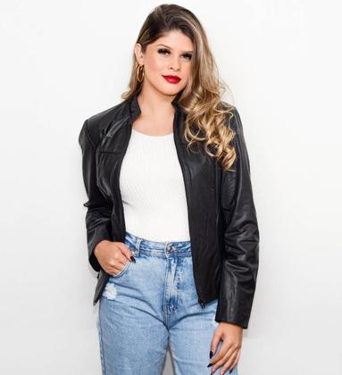 Imagem de Jaqueta de couro legítimo feminina tradicional 118 preta