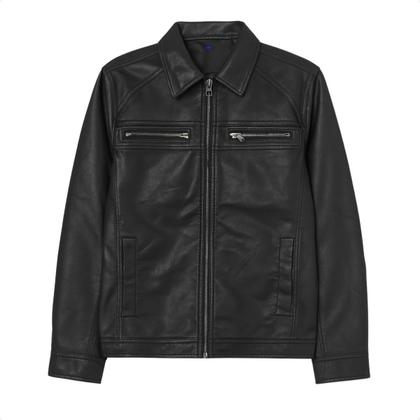Imagem de Jaqueta de Couro Masculina com Gola Social Ziper Decorativo