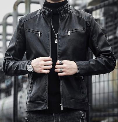 Jaqueta de Couro Masculina Resistente a Frio e Chuva Novo Modelo