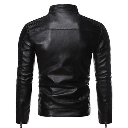 Imagem de Jaqueta De Couro Masculina Slim fit Moto Impermeavel
