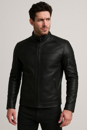 Imagem de Jaqueta de couro masculina slim