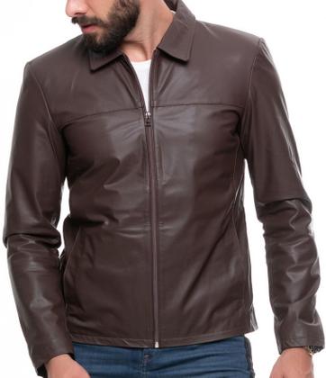 Imagem de Jaqueta de couro masculina tradicional 125 marrom