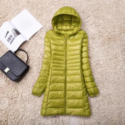 Imagem de Jaqueta De Inverno Leve Com Capuz Em Pluma De Pato Branca plus Size Para Mulheres