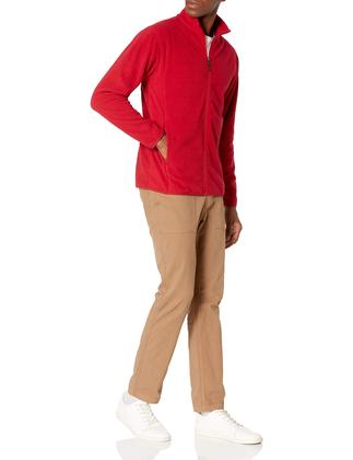 Imagem de Jaqueta de lã Amazon Essentials com zíper completo vermelha para homens XS