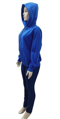 Imagem de Jaqueta De Moleton Flanelada Feminina Com Zíper E Capuz