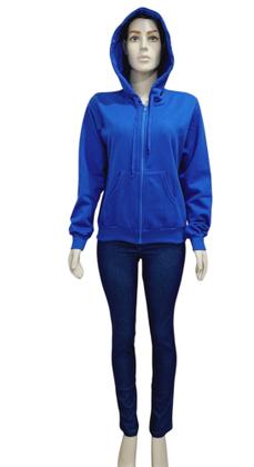 Imagem de Jaqueta De Moleton Flanelada Feminina Com Zíper E Capuz