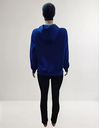 Imagem de Jaqueta De Moleton Flanelada Feminina Com Zíper E Capuz