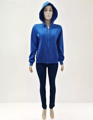 Imagem de Jaqueta De Moleton Flanelada Feminina Com Zíper E Capuz