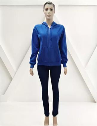 Imagem de Jaqueta De Moleton Flanelada Feminina Com Zíper E Capuz