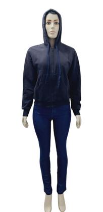 Imagem de Jaqueta De Moleton Flanelada Feminina Com Zíper E Capuz