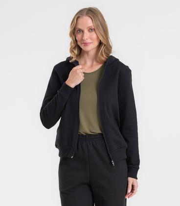 Imagem de Jaqueta Feminina Básica Moletom Peluciado Rovitex Preto
