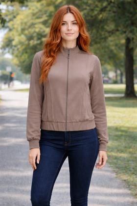 Imagem de Jaqueta Feminina Bomber Com Zíper Em Moletom LUNENDER 69362