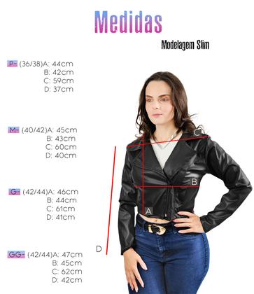 Imagem de Jaqueta Feminina Couro material sintético Pixel Slim Casaco Blusa Moda