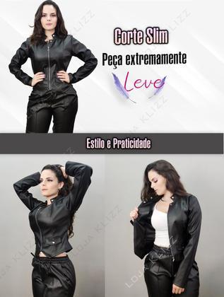 Imagem de Jaqueta Feminina de Couro Tiffany Slim Casaco Jaquetinha