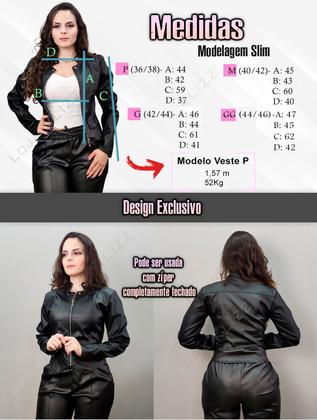 Imagem de Jaqueta Feminina de Couro Tiffany Slim Casaco Jaquetinha